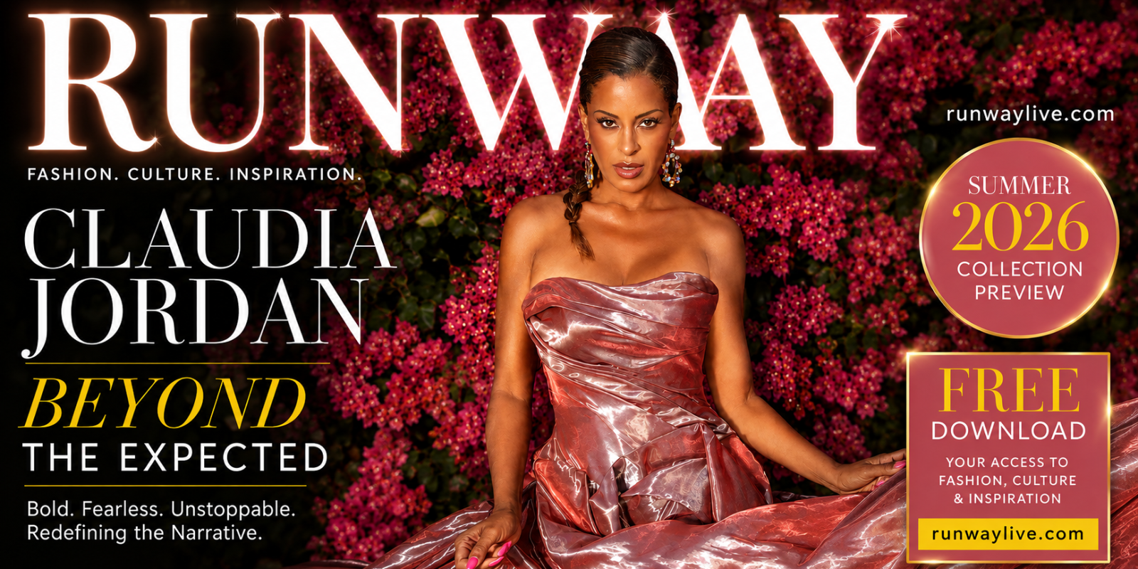 RUNWAY Magazine Summer 2026: Free Claudia Jordan Issue + Fashion Events Calendar